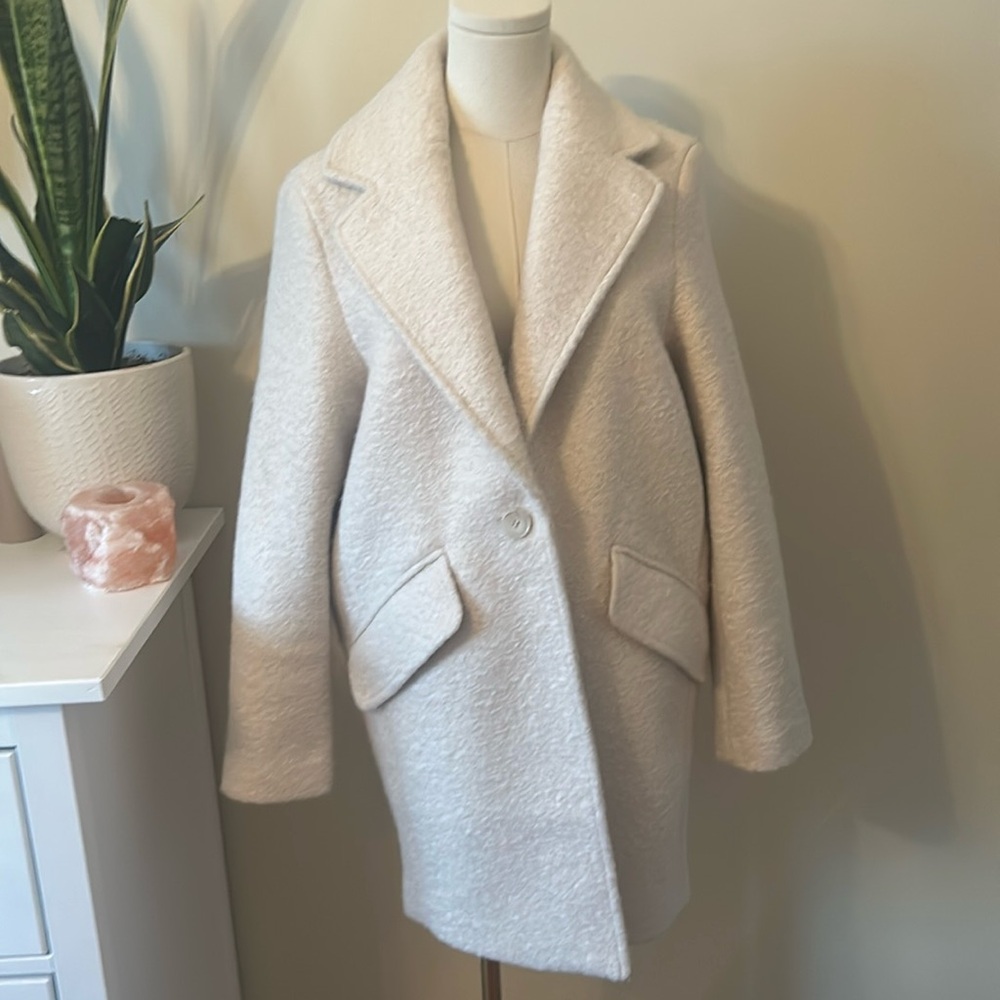 H&M Trench Wool Jacket Cream XS NWOT